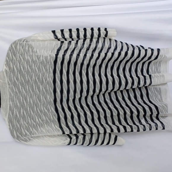 GABBY ISABELLA STRIPED BLACK & CREAM OVERSIZED SHEER SWEATER, Size S - Picture 4 of 6